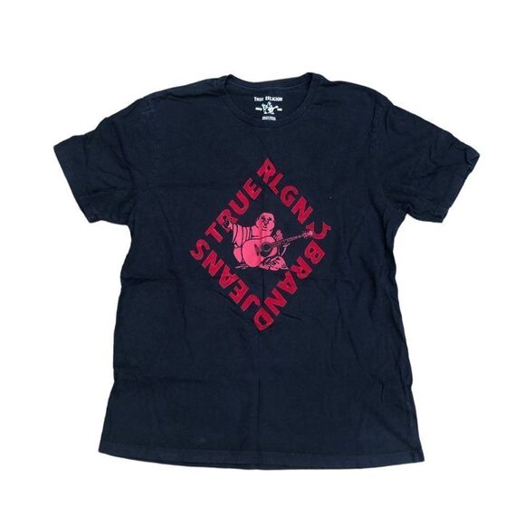 TRUE Religion T Shirt Diamond Buddha Black Large - Picture 1 of 4